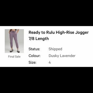 Lululemon Ready to Rulu Joggers Size 4